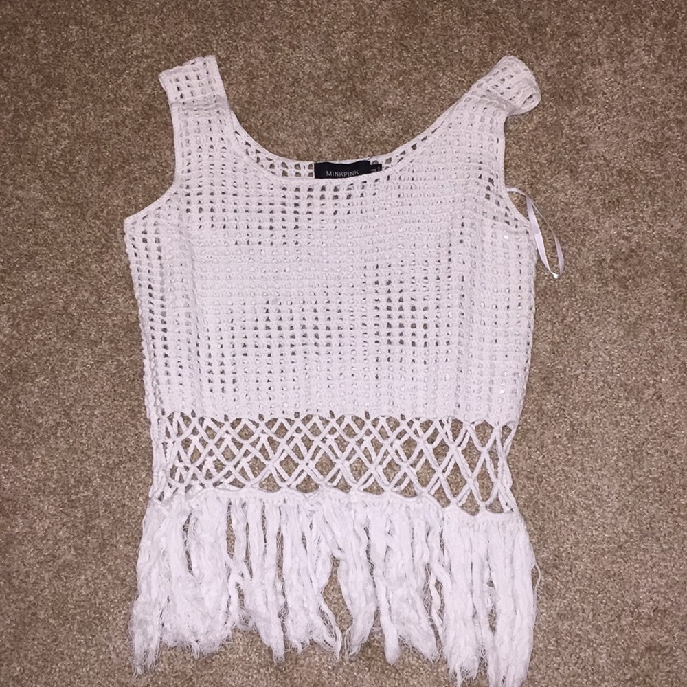 Mink pink crochet tank